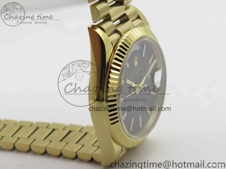 Black 40mm YG 228239 904 Version YG Bracelet Dial Markers BP A2836 Stick New Day-Date Dial on President 0420